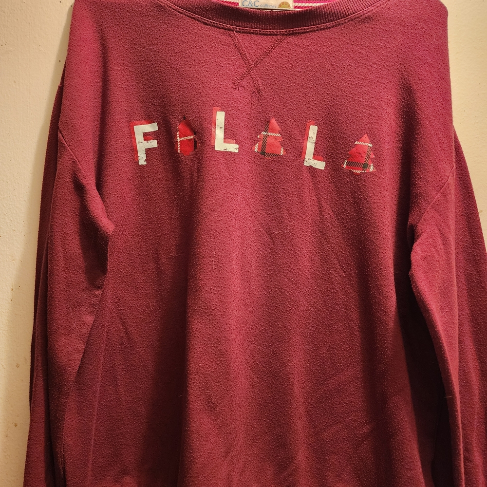 C&C California Burgundy Long Sleeve Tee. FaLaLa Christmas Fall